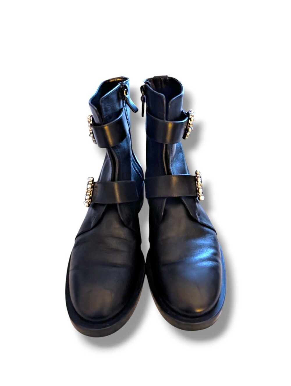STUART WEITZMAN Ryder Pearl Geo Buckle Booties 9 - Picture 2 of 7